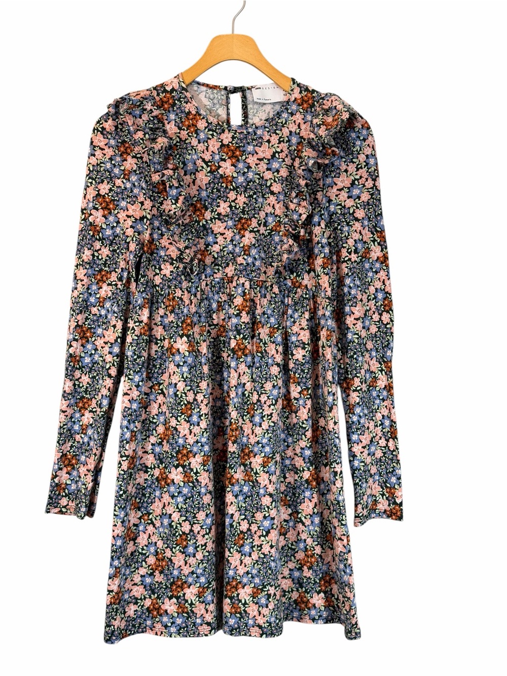 ASOS Floral Ruffle Detail Long-Sleeve Cotton Mini Dress Size US 2 UK 6 Prairie